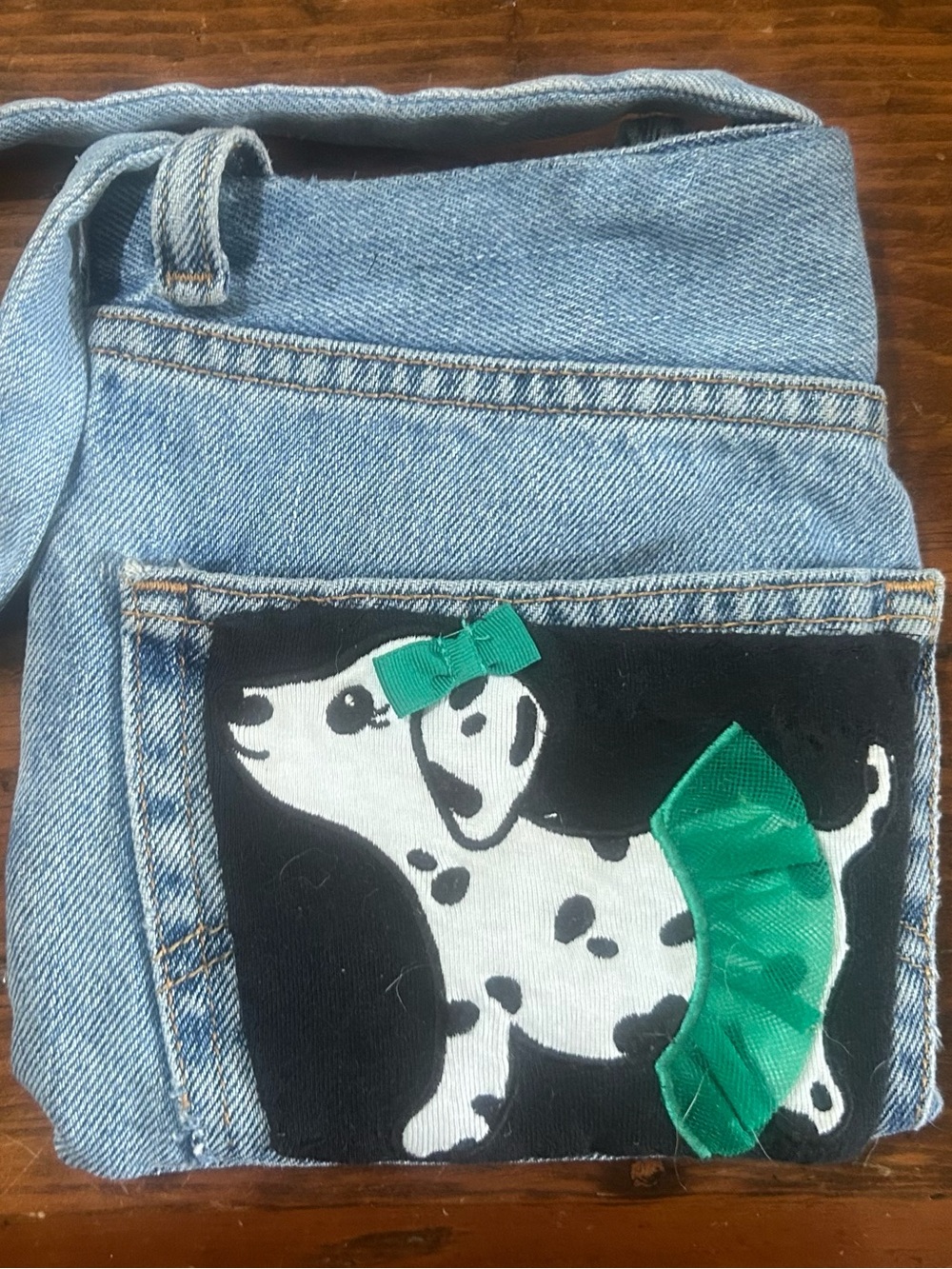 Girl purse dalmation upcycled denim